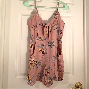 Pink floral romper